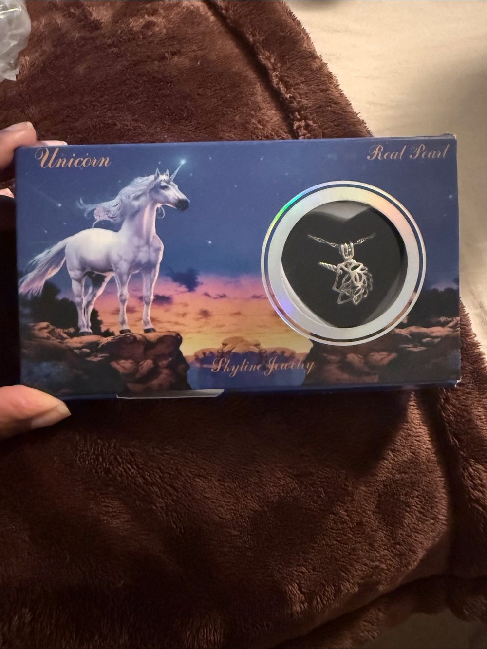 Silver Unicorn Necklace and Mussel with Pearl